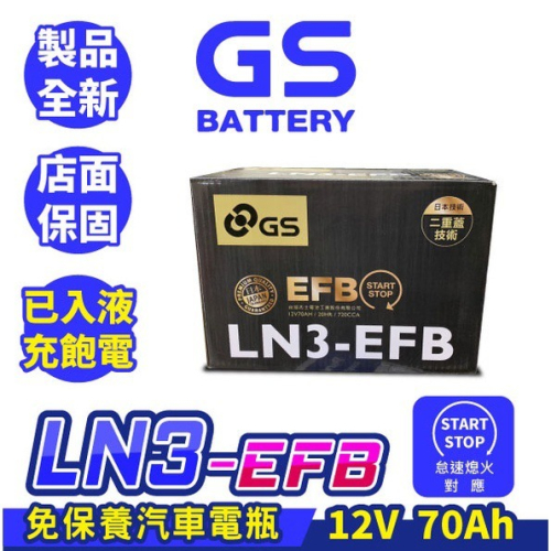 GS統力 LN3 EFB 汽車電瓶 汽車電池 啟停電池 同LN3 57531 KUGA STLINE