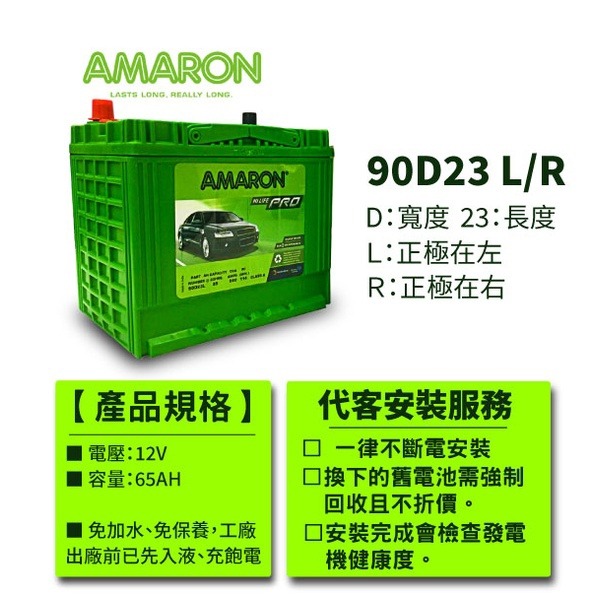 AMARON 愛馬龍 90D23L 90D23R 銀合金電池 RAV4 馬3 馬5 camry teana-細節圖2