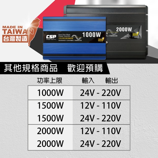 【CSP】高功率 正弦波 1000W 電源轉換器 台灣製造 轉換器 正極轉負極 露營 野地露營 露營車-細節圖4