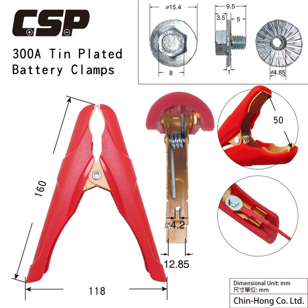 500A純銅大夾 / 一對 / 正極.負極 / 紅黑夾 / 電瓶夾 電池夾 電池頭-細節圖2