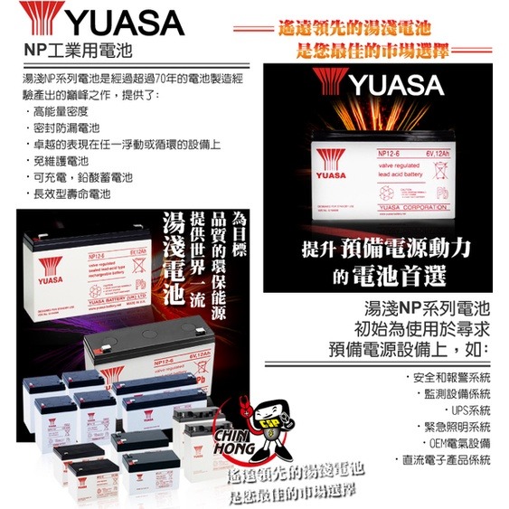 YUASA湯淺NP12-6閥調密閉式鉛酸電池 6V12AH 兒童電動車 玩具車 充電燈具 電子秤 緊急照明燈(台灣製)-細節圖6