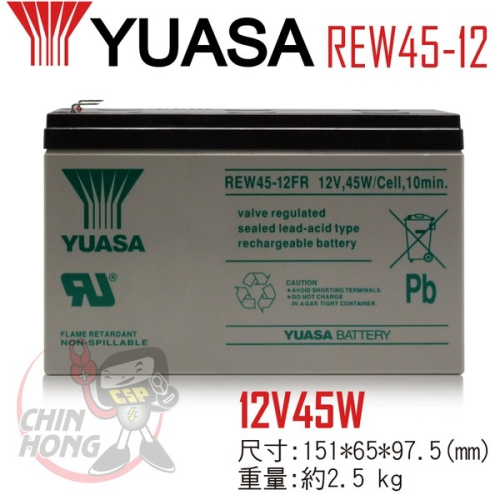 YUASA湯淺REW45-12閥調密閉式鉛酸電池 12V45W UPS不斷電系統 消防系統 兒童電動車 玩具車