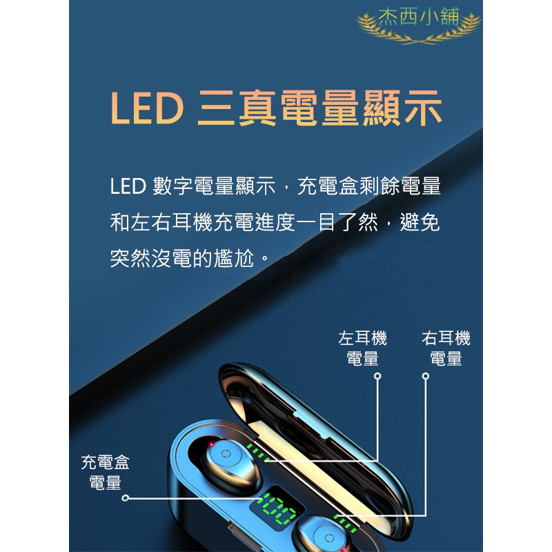 【彼得電池】Amoi夏新【至尊版】F9  無線藍芽耳機 藍牙5.0  LED三真電顯 自動配動  蘋果、安卓適用-細節圖3