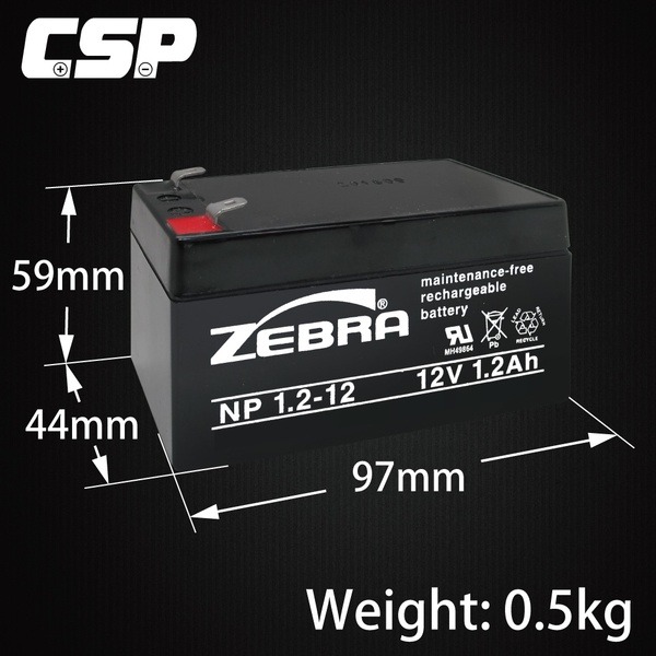 【ZEBRA斑馬】NP1.2-12 (12V1.2Ah) 電池/無線電/照明設備/通信電機 鉛酸電池(台灣製)-細節圖2