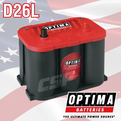 美國歐帝瑪OPTIMA 紅霸 D26L 汽車電池 12V50AH 815CCA 渦捲式AGM深循環電池 怠速熄火電瓶