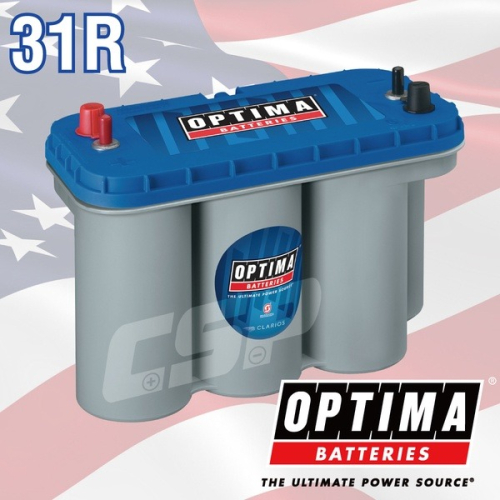 美國歐帝瑪OPTIMA 藍霸 D31R 汽車電池 12V75AH 975CCA 渦捲式AGM深循環電池 怠速熄火電瓶