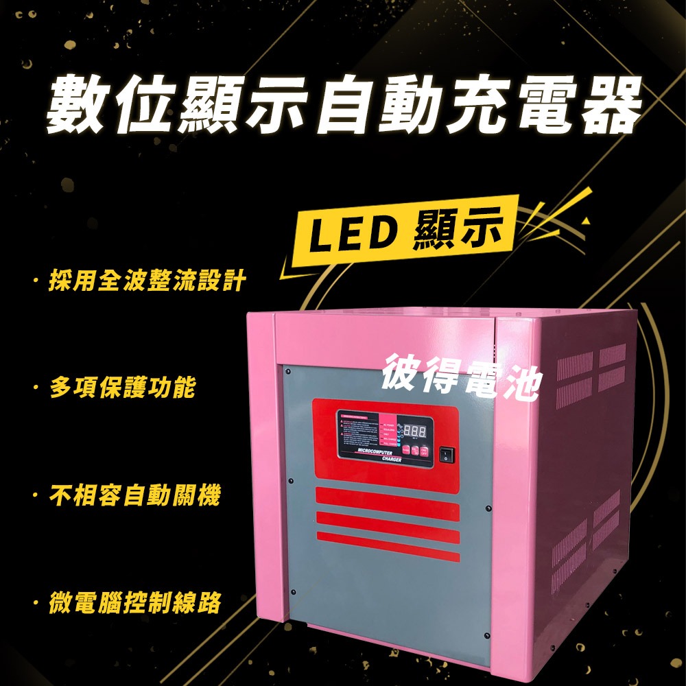 麻聯電機 NF-48120 數位顯示自動充電器 適用 洗掃地機 堆高機 電瓶 充電器-細節圖2