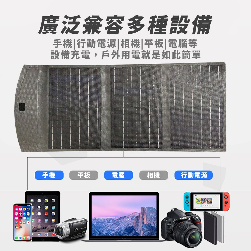 折疊太陽能板 30W太陽能充電板 太陽能充電器 太陽能充電 登山 露營 戶外電源折疊包 充電板 應急電源-細節圖2