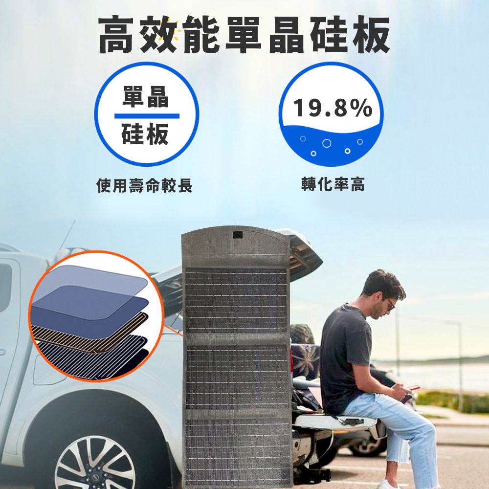 折疊太陽能板 30W太陽能充電板 太陽能充電器 太陽能充電 登山 露營 戶外電源折疊包 充電板 應急電源-細節圖4