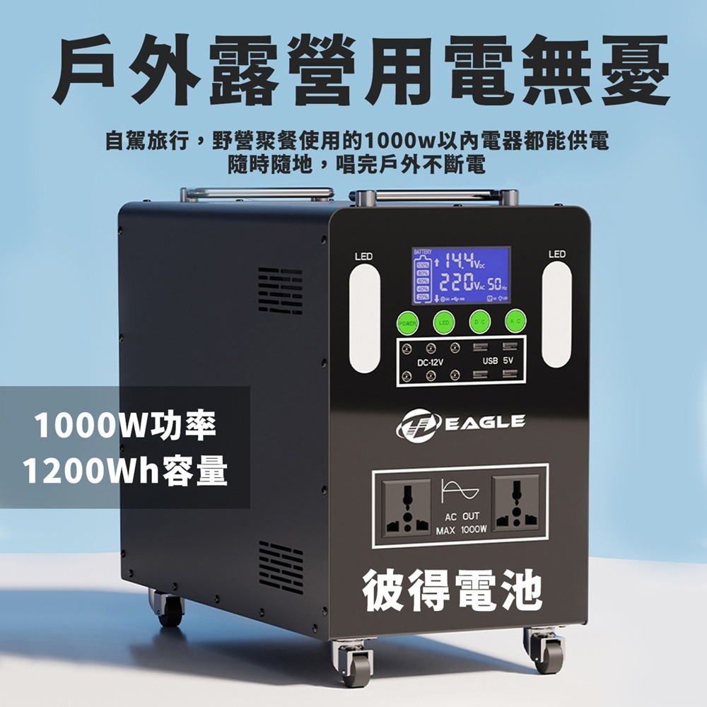 【彼得電池】1000W露營電源 戶外行動電源 防災 緊急用電源 夜市擺攤-細節圖2