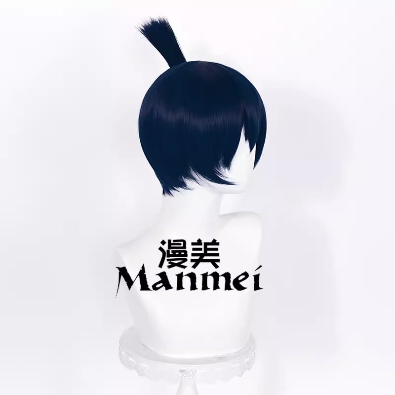 初心者♡Cosplay 假髮 早川秋 電鋸人 鏈鋸人 藍色 藍黑色 cos-細節圖3