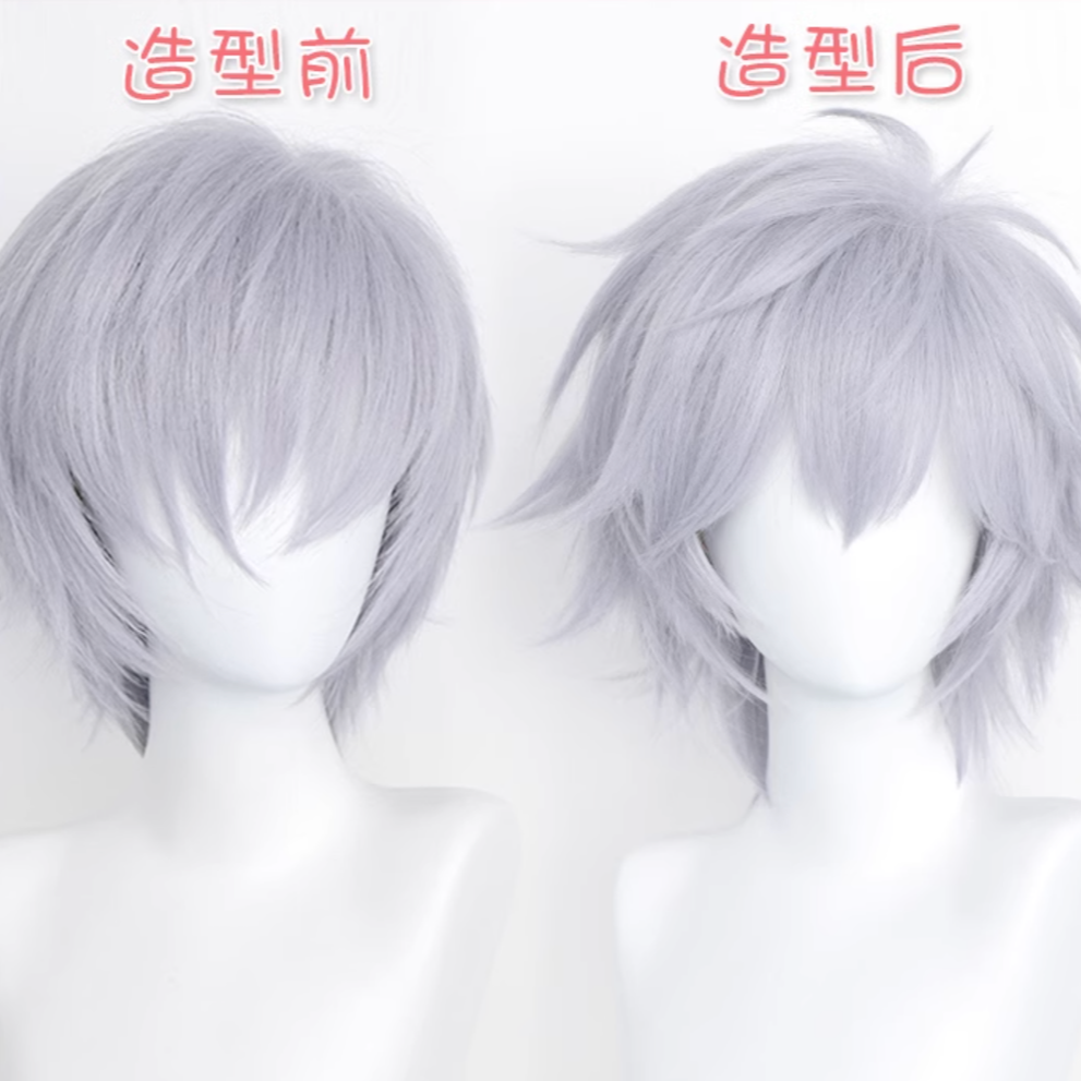 初心者♡Cosplay 假髮 渚薰 EVA 新世紀福音戰士 紫灰色 渚勳 cos-細節圖4