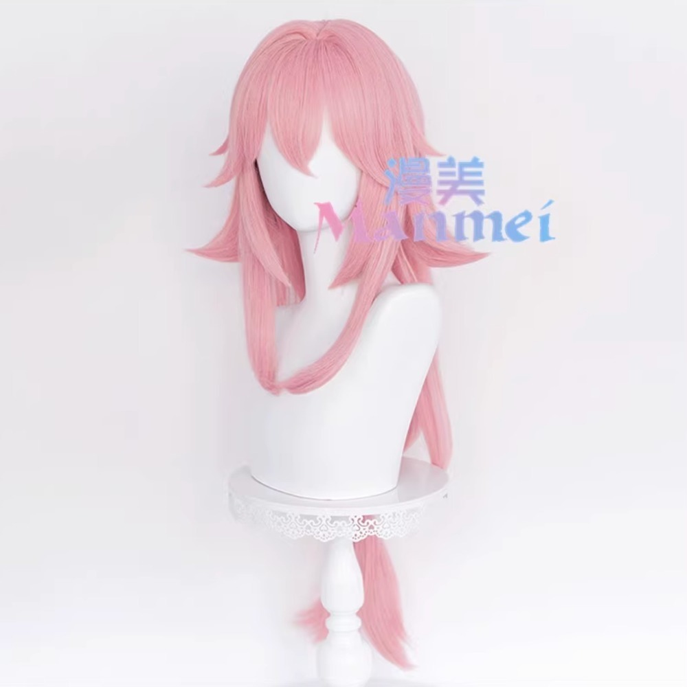 初心者♡Cosplay 假髮 八重神子 粉紅色 粉色 原神 cos-細節圖2