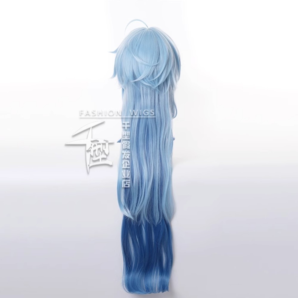 初心者♡Cosplay 假髮 甘雨 藍色 原神 cos-細節圖3
