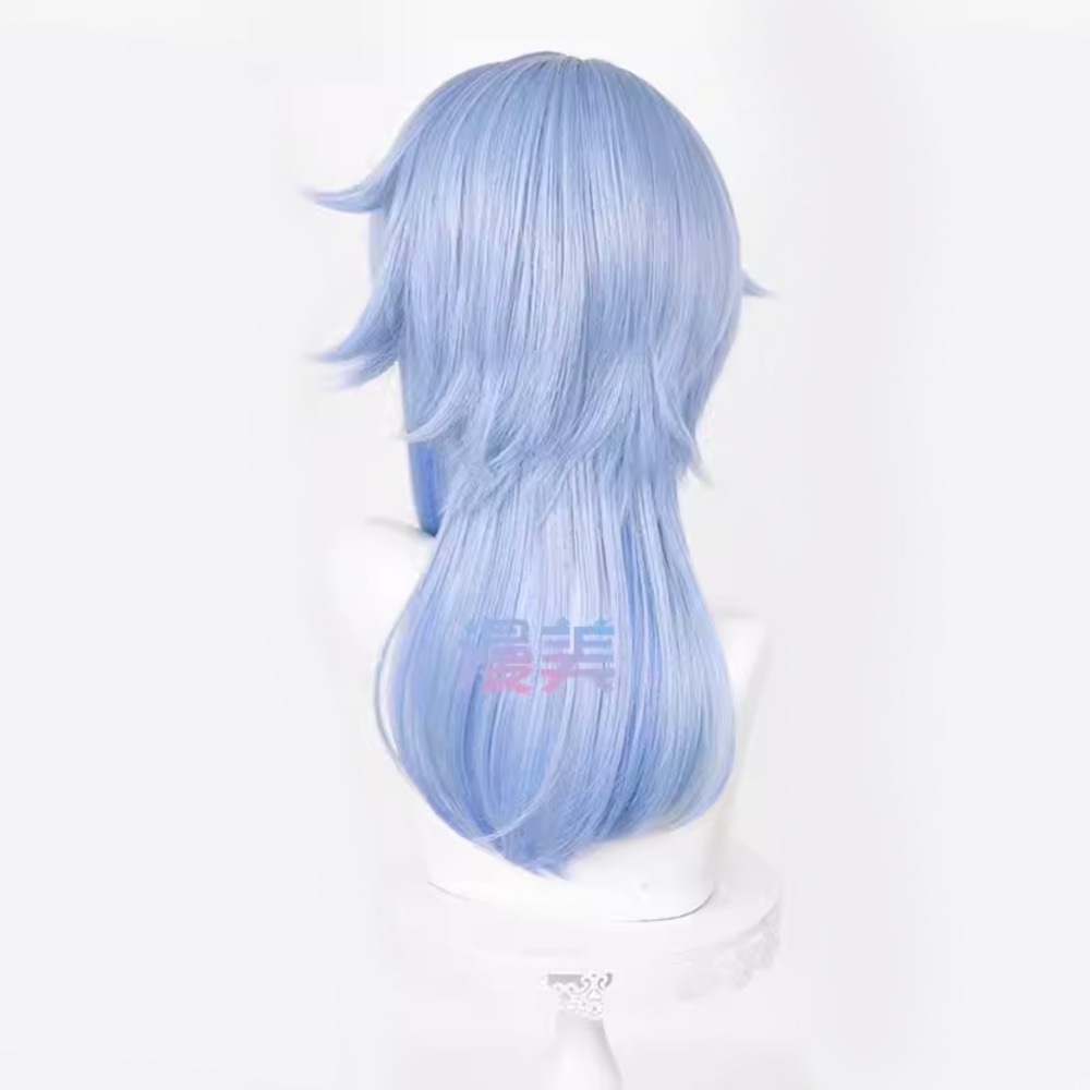 初心者♡Cosplay 假髮 神里綾人 藍色 原神 cos-細節圖3