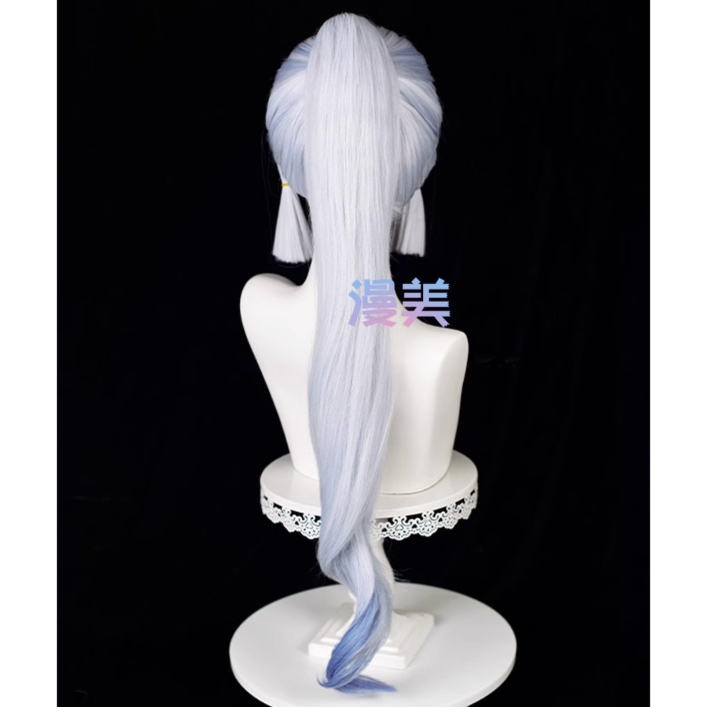 初心者♡Cosplay 假髮 神里綾華 原神 馬尾 cos-細節圖3