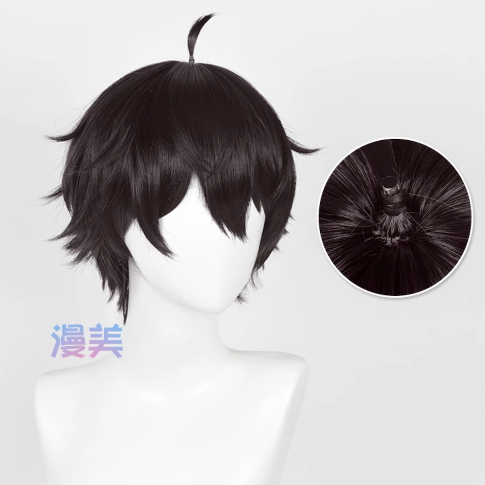 初心者♡Cosplay 假髮 丹恒 崩壞：星穹鐵道 反翹 少年款 男角 萬用款 黑棕色 深棕色 cos-細節圖2