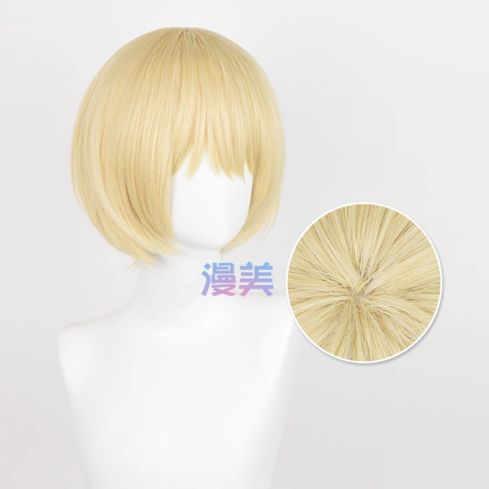 初心者♡Cosplay 假髮 阿爾敏 進擊的巨人 金色 短髮 淺金色 奶金色 cos-細節圖2