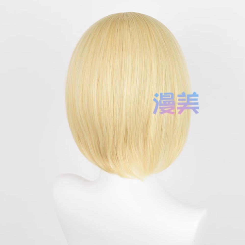 初心者♡Cosplay 假髮 阿爾敏 進擊的巨人 金色 短髮 淺金色 奶金色 cos-細節圖3