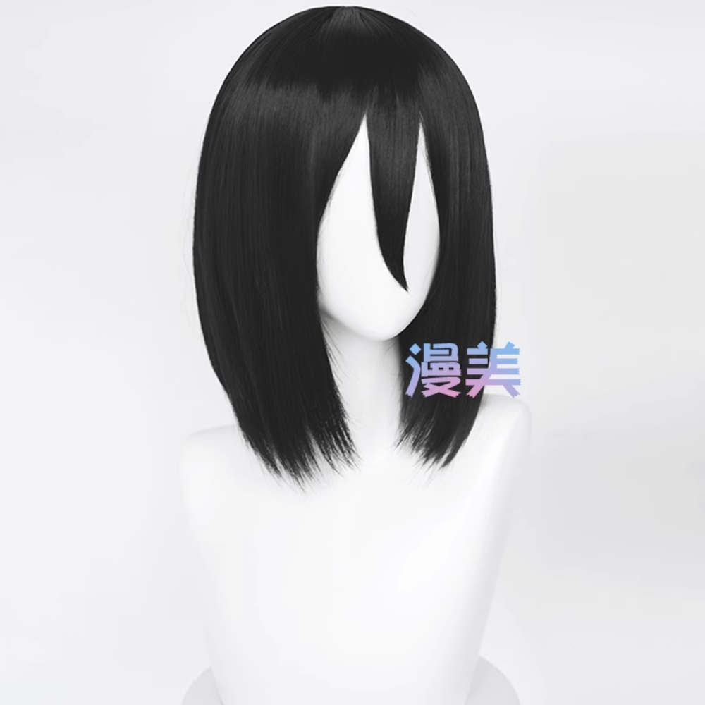 初心者♡Cosplay 假髮 米卡莎 三笠 進擊的巨人 自然黑 黑色 短髮 萬用款 cos-細節圖3