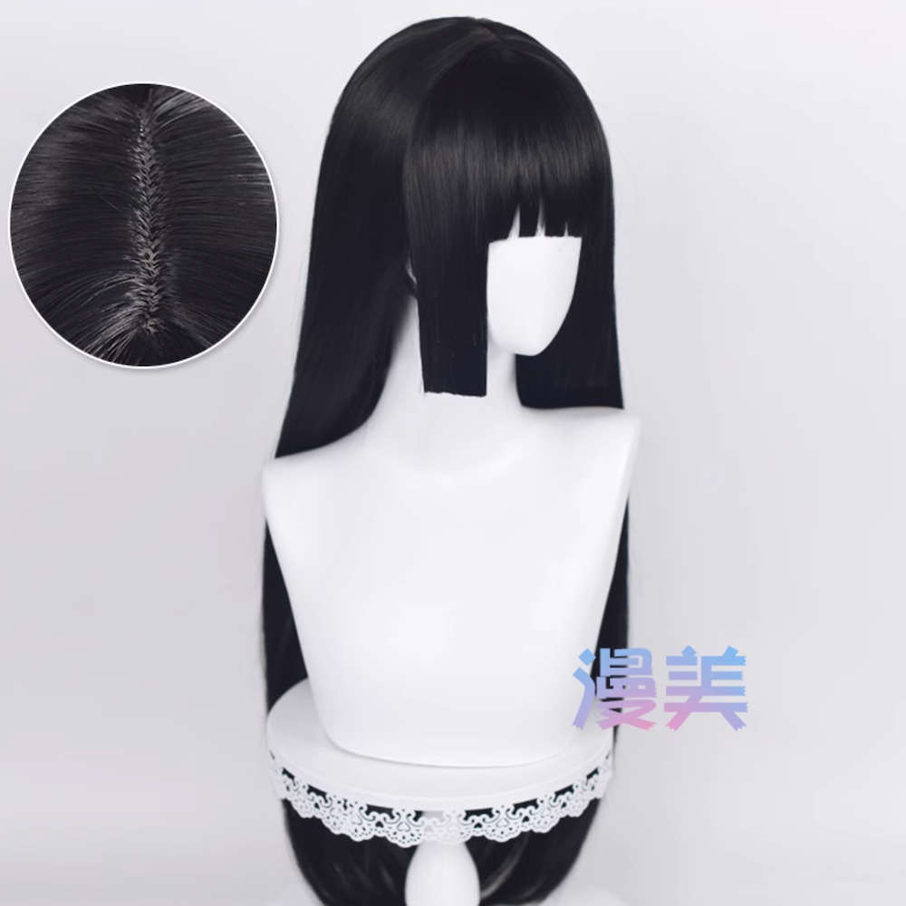 初心者♡Cosplay 假髮 蛇喰夢子 閻魔愛 狂賭之淵 地獄少女 黑色 姬髮 公主切 cos-細節圖2