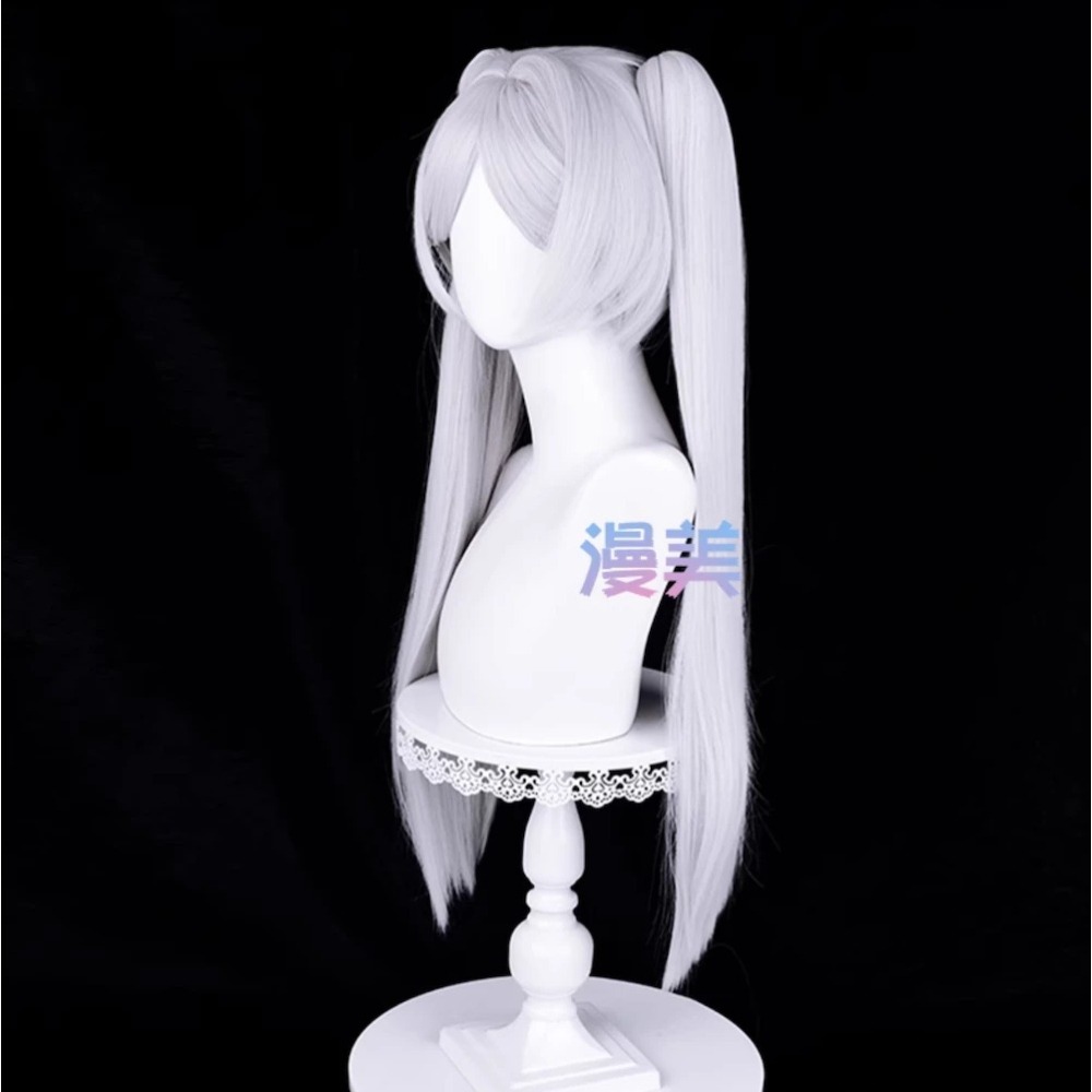 初心者♡Cosplay 假髮 芙莉蓮 葬送的芙莉蓮 雙馬尾 銀白色 cos-細節圖2