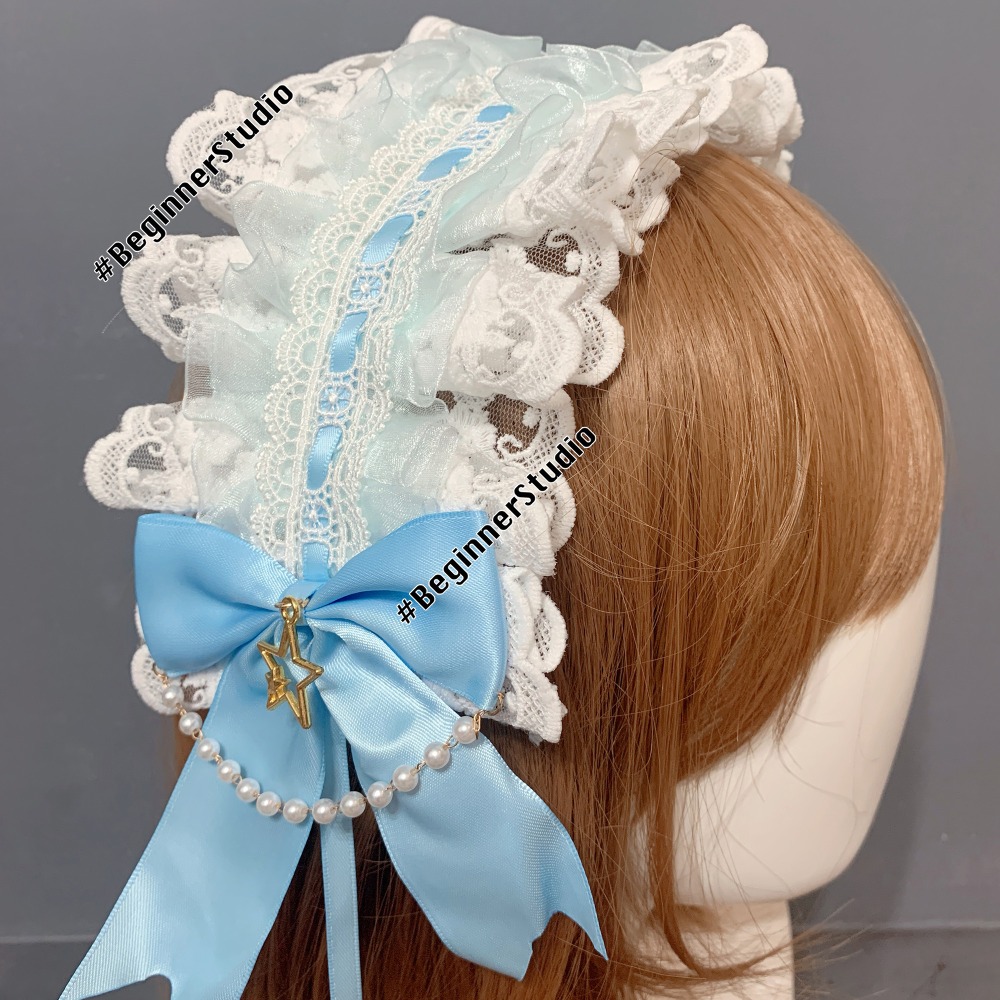 初心者♡Lolita 蘿莉塔 頭飾 髮飾 蕾絲 軟妹風 女僕 可愛 日系 髮帶 蝴蝶結 髮夾 cos-規格圖1