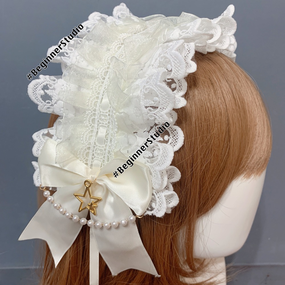 初心者♡Lolita 蘿莉塔 頭飾 髮飾 蕾絲 軟妹風 女僕 可愛 日系 髮帶 蝴蝶結 髮夾 cos-規格圖1