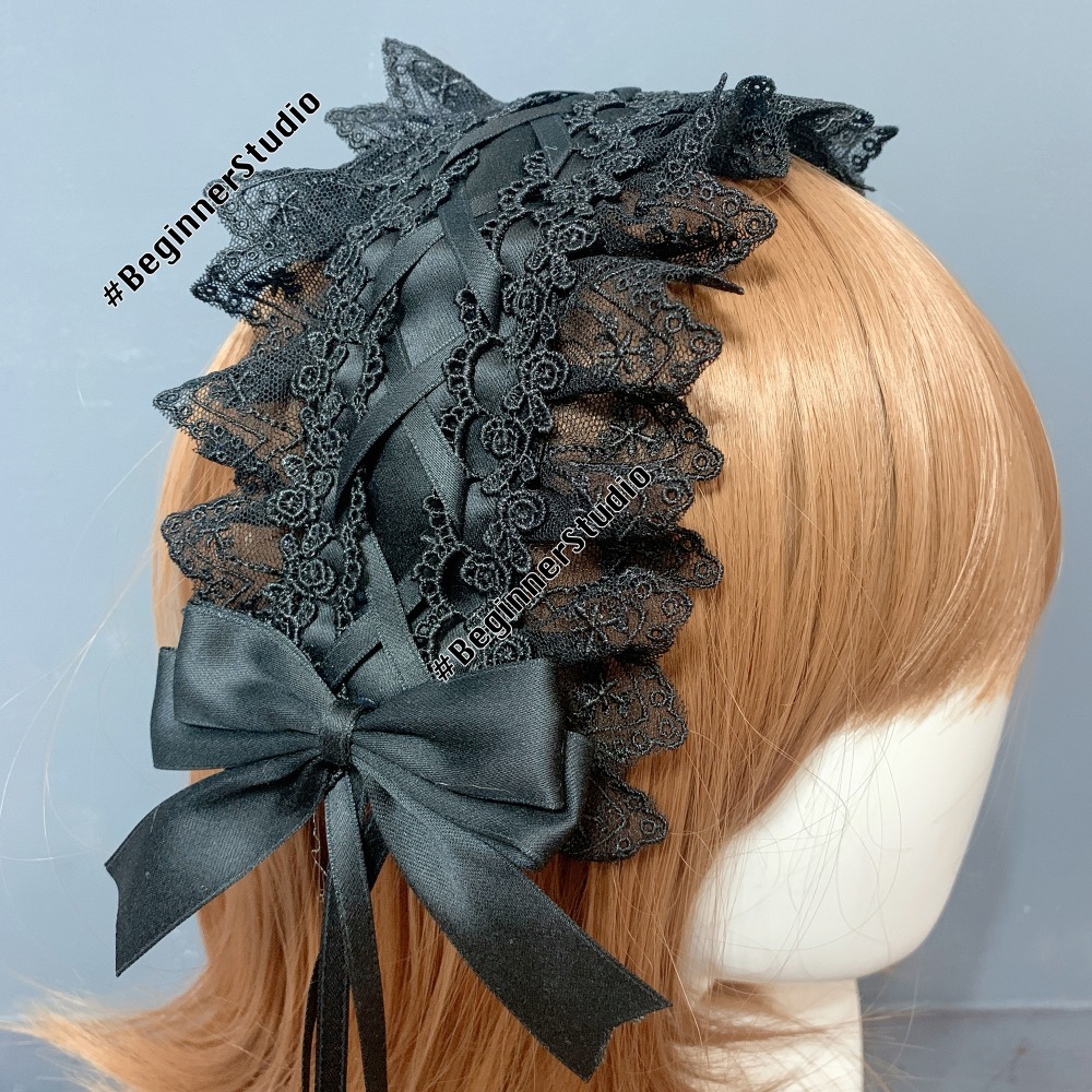 初心者♡Lolita 蘿莉塔 頭飾 髮飾 蕾絲 軟妹風 女僕 可愛 日系 髮帶 蝴蝶結 髮夾 cos-規格圖1