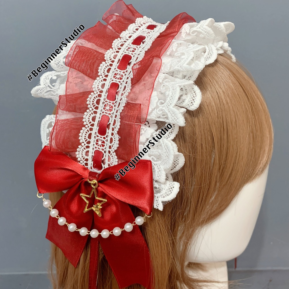 初心者♡Lolita 蘿莉塔 頭飾 髮飾 蕾絲 軟妹風 女僕 可愛 日系 髮帶 蝴蝶結 髮夾 cos-規格圖1