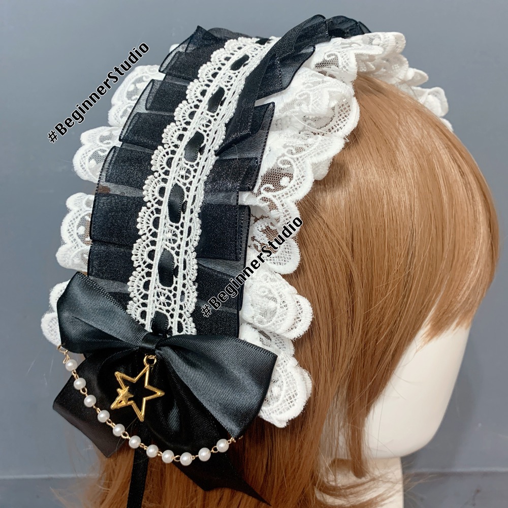 初心者♡Lolita 蘿莉塔 頭飾 髮飾 蕾絲 軟妹風 女僕 可愛 日系 髮帶 蝴蝶結 髮夾 cos-規格圖1