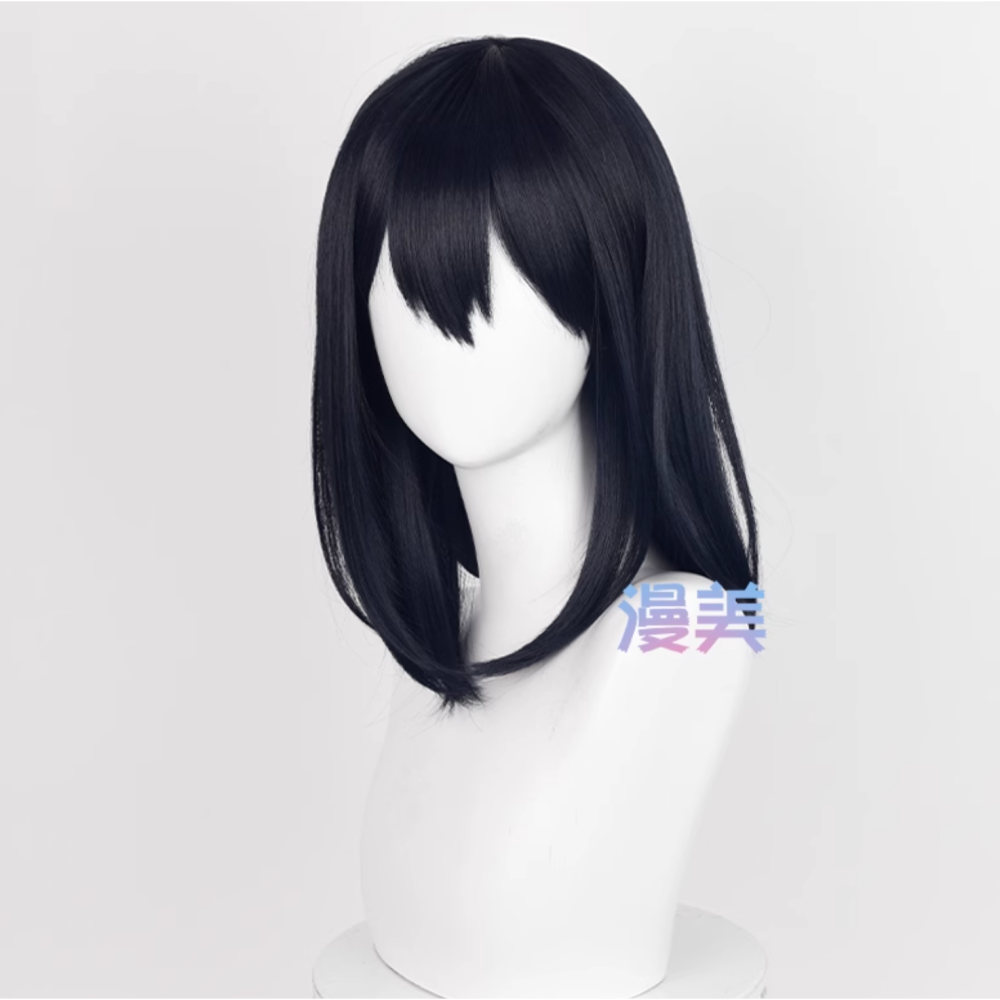 初心者♡Cosplay 假髮 清水潔子 排球少年 黑髮 黑色 黑藍色 藍黑色 萬用款 中長髮 cos-細節圖2