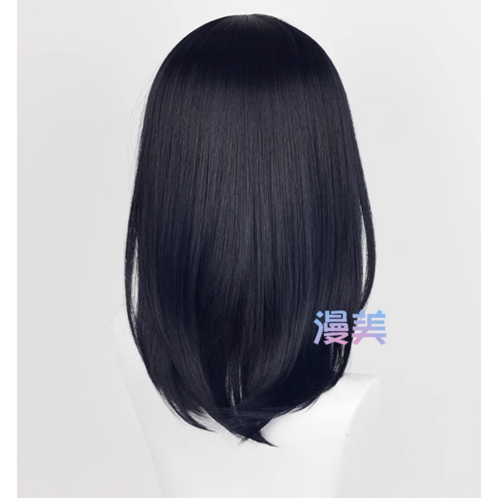 初心者♡Cosplay 假髮 清水潔子 排球少年 黑髮 黑色 黑藍色 藍黑色 萬用款 中長髮 cos-細節圖3