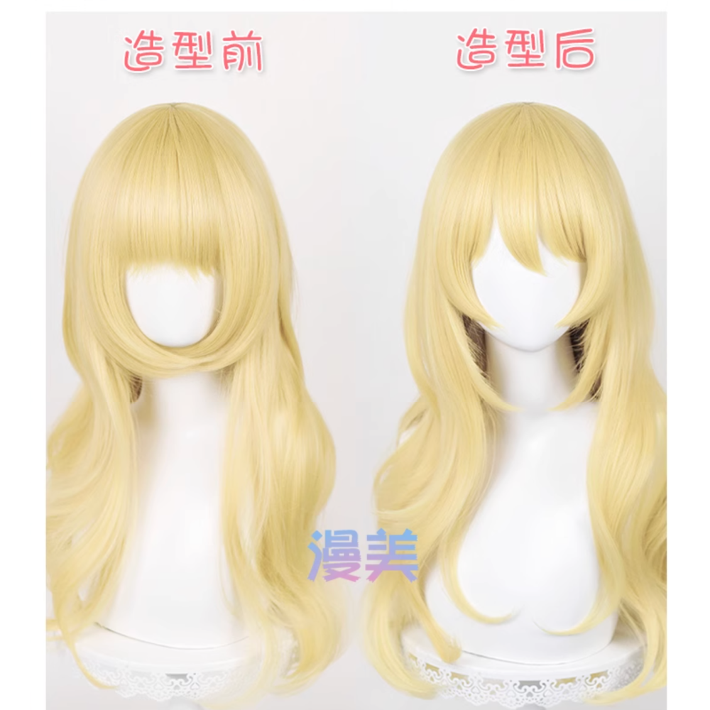初心者♡Cosplay 假髮 宮園薰 四月是你的謊言 金色 金黃色 假髮 捲髮 卷髮 長捲髮 cos-細節圖4