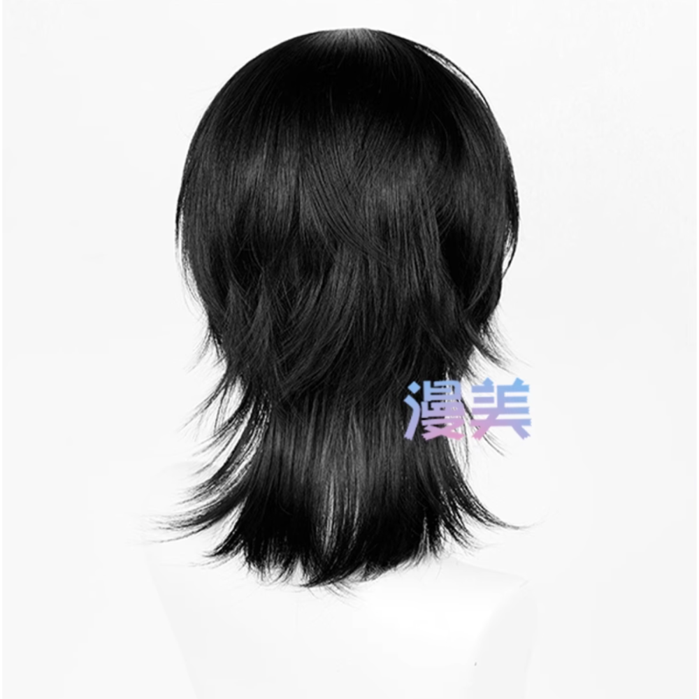 初心者♡Cosplay 假髮 佴和 男版 男角 黑色 狼尾 短髮 頭七怪談 cos-細節圖3