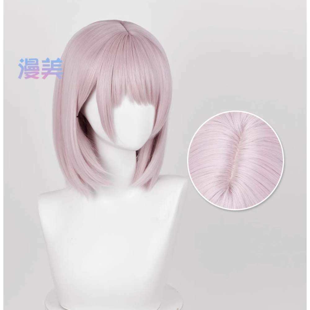 初心者♡Cosplay 假髮 紀賀 電鋸人 灰粉色 紫灰色 短髮 cos-細節圖2