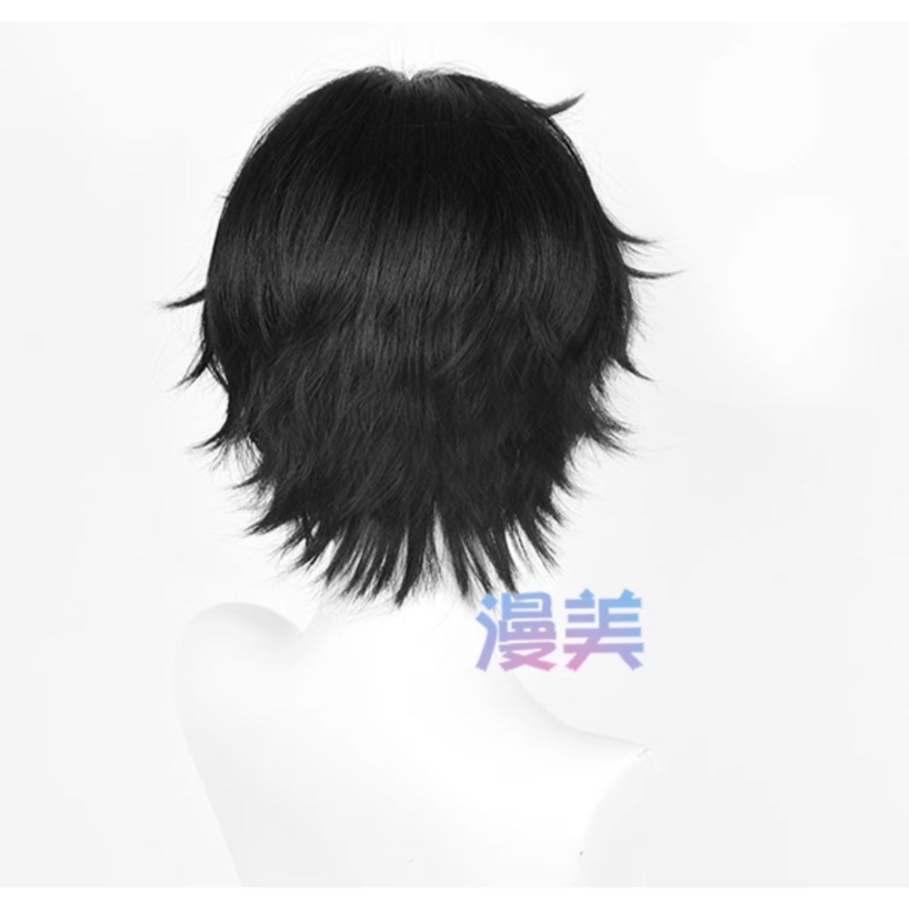 初心者♡Cosplay 假髮 離宇亭 黑色 男角 短髮 萬用 反翹 頭七怪談 cos-細節圖3