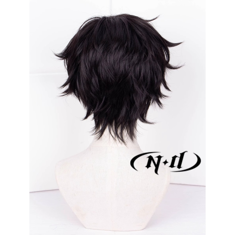 初心者♡Cosplay 假髮 雨宮蓮 女神異聞錄5 男角 黑色 短髮 捲髮 卷髮 P5 cos-細節圖3