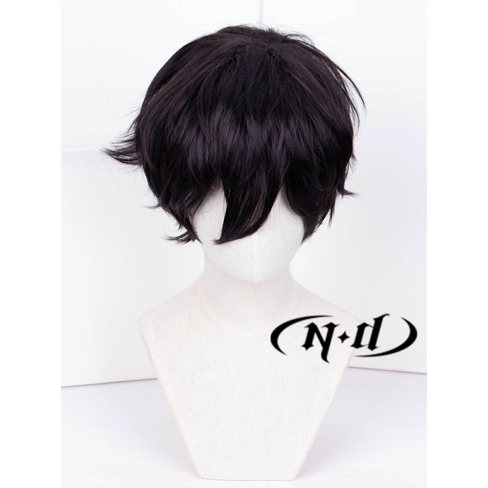 初心者♡Cosplay 假髮 雨宮蓮 女神異聞錄5 男角 黑色 短髮 捲髮 卷髮 P5 cos-細節圖4