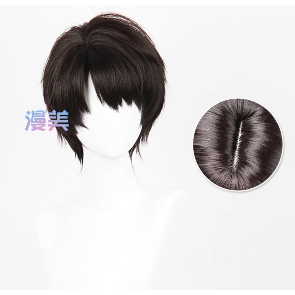 初心者♡Cosplay 假髮 夏以晝 戀與深空 黑棕色 男角 短髮 cos-細節圖2