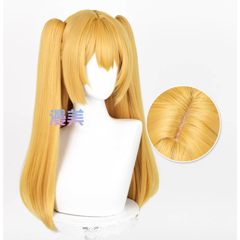 初心者♡Cosplay 假髮 莉莉艾露 2.5次元的誘惑 金色 黃色 橘黃色 雙馬尾 長髮 cos-細節圖2
