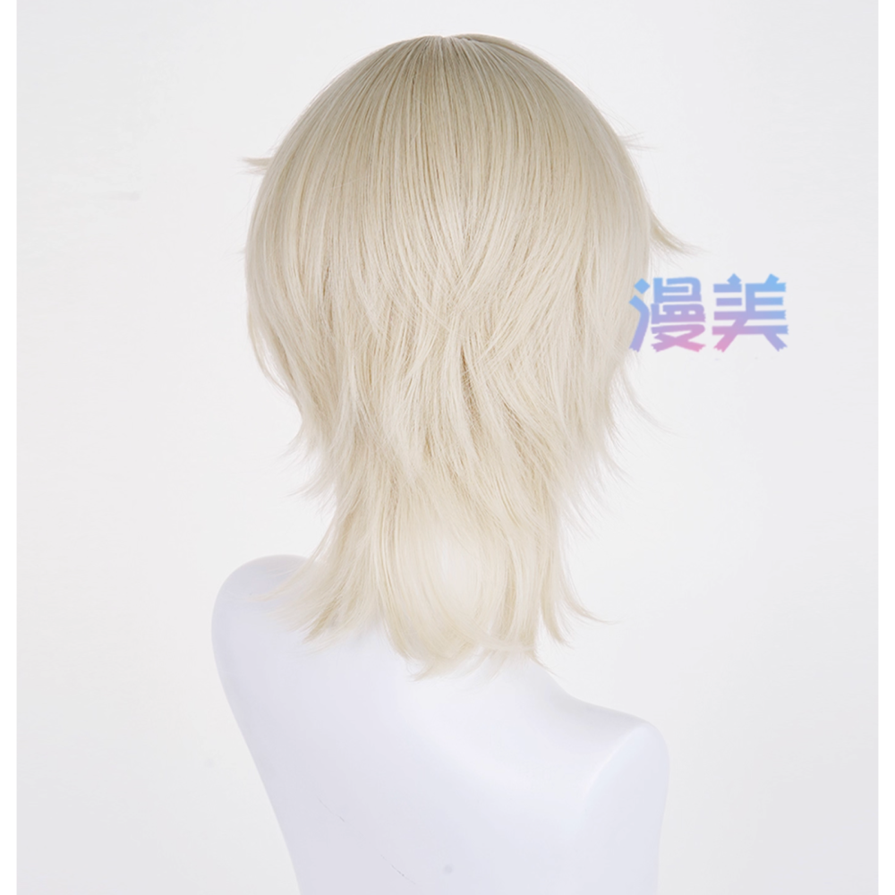初心者♡Cosplay 假髮 守墓人 第五人格 男角 狼尾 淺金色 金色 亞麻金 淡金 cos-細節圖3