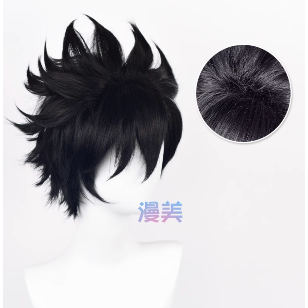 初心者♡Cosplay 假髮 黑尾鐵朗 排球少年 黑色 反翹 男角 打毛 cos-細節圖2