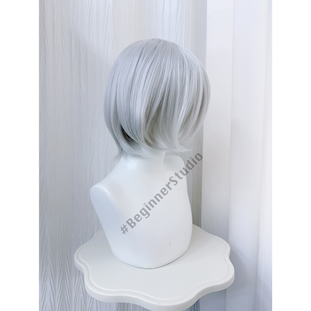 初心者♡Cosplay 假髮 尼爾：自動人形 2B 短髮 銀灰色 銀白色 銀色 收臉 30cm cos-細節圖2