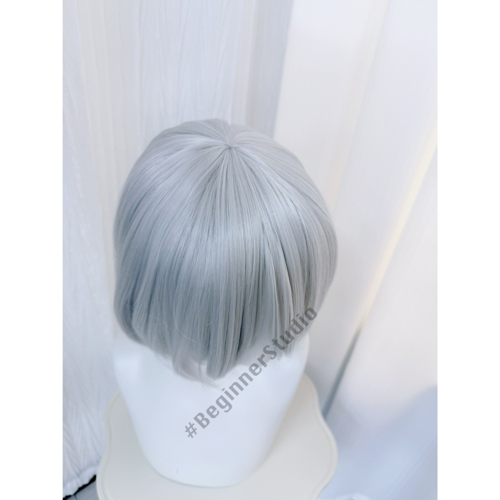 初心者♡Cosplay 假髮 尼爾：自動人形 2B 短髮 銀灰色 銀白色 銀色 收臉 30cm cos-細節圖4