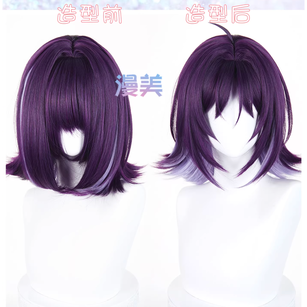 初心者♡Cosplay 假髮 酒寄彩葉 超時空輝耀姬！ 紫色 短髮 cos-細節圖4