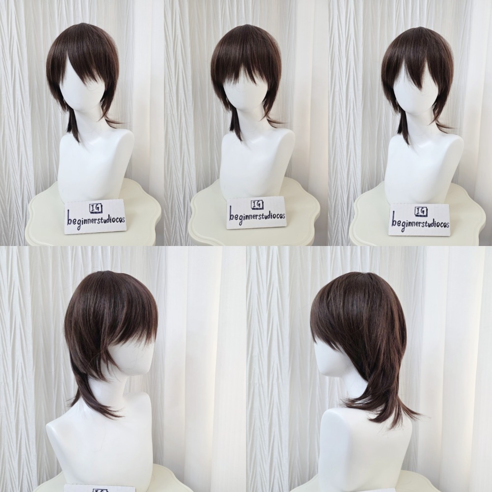 初心者♡Cosplay 假髮 狼尾 鯔魚頭 金色 棕色 銀色 男角 萬用款 cos-規格圖1