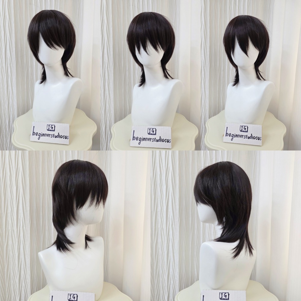 初心者♡Cosplay 假髮 狼尾 鯔魚頭 金色 棕色 銀色 男角 萬用款 cos-規格圖1