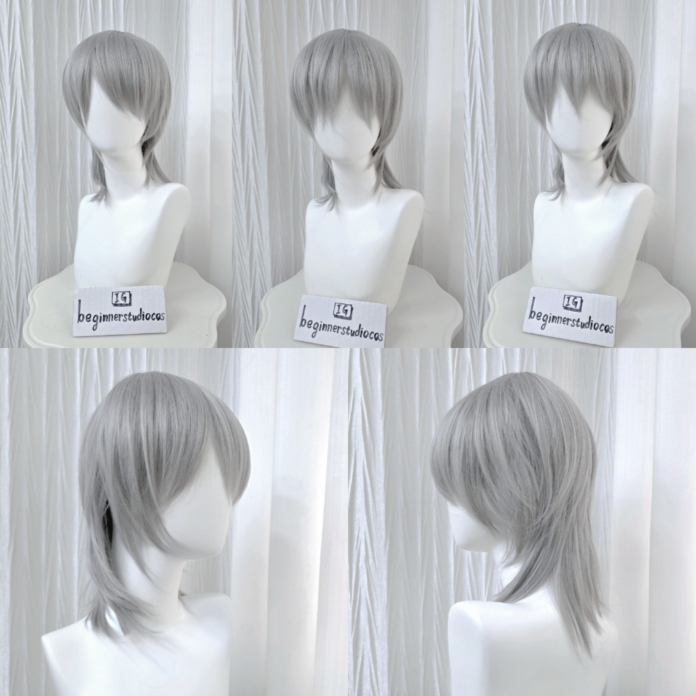 初心者♡Cosplay 假髮 狼尾 鯔魚頭 金色 棕色 銀色 男角 萬用款 cos-規格圖1