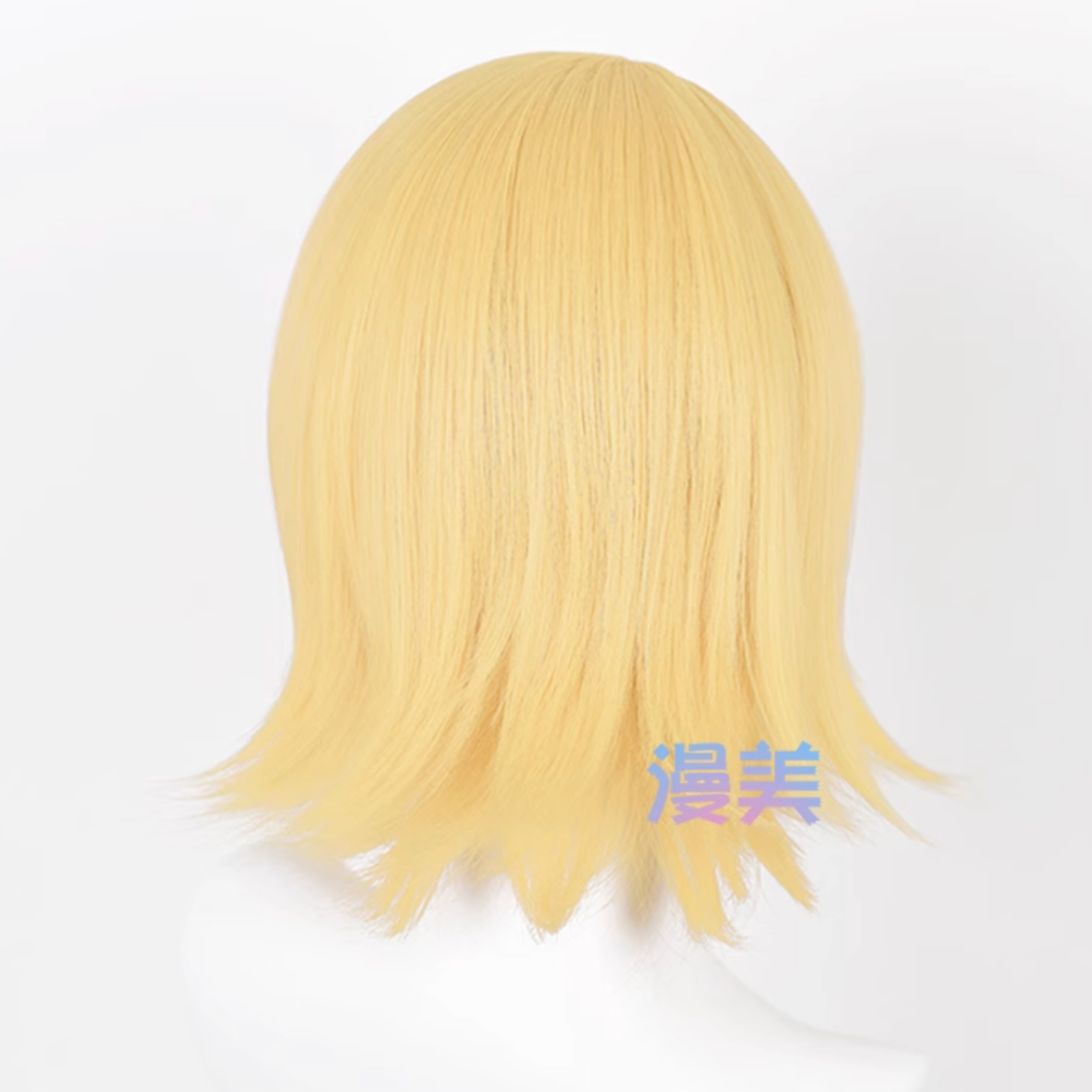 初心者♡Cosplay 假髮 鏡音 鏡音連 鏡音鈴 金色 黃色 金黃色 短髮 反翹 vocaloid cos-細節圖3